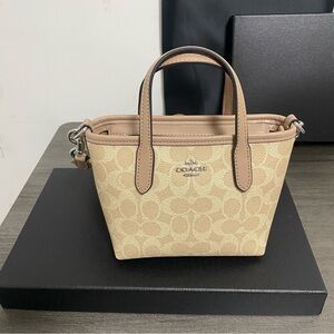Coach Cream Mini Bag with Brown Handles